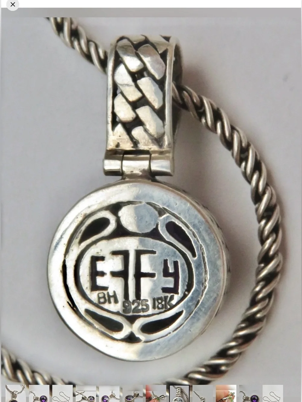 EFFY BH .925 Sterling Silver & 18K Amethyst pendant on EFFY sterling chain 18”